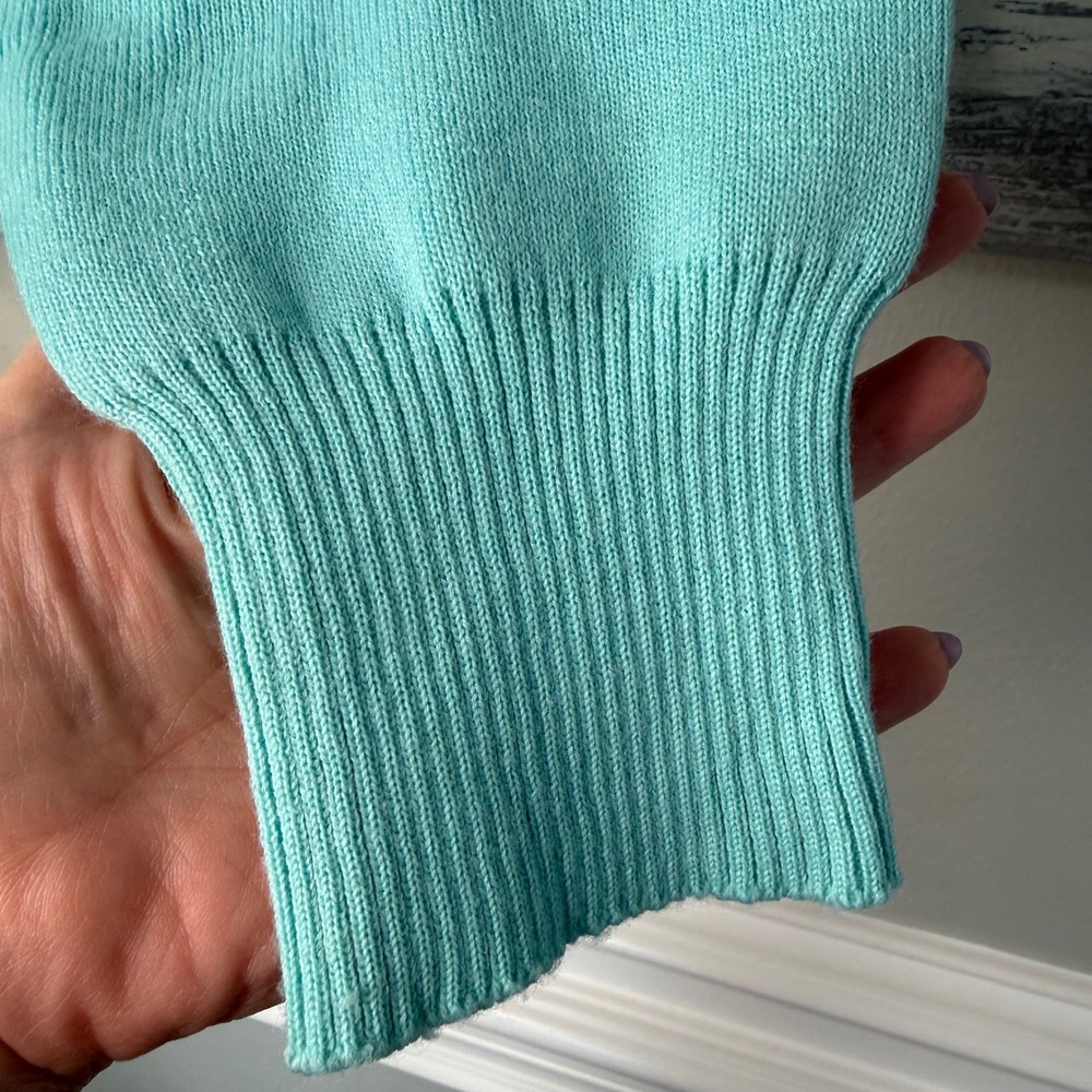 Obermeyer Sarah Vintage 80s Teal Colorblock Wool Blend Ski Sweater Womens L EUC - Picture 4 of 8